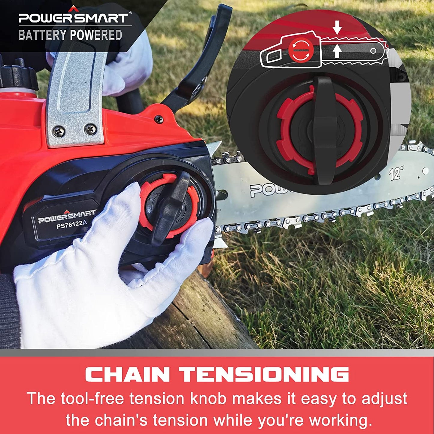 20V 12" Cordless Chainsaw w/ Battery & Charger PS76122A