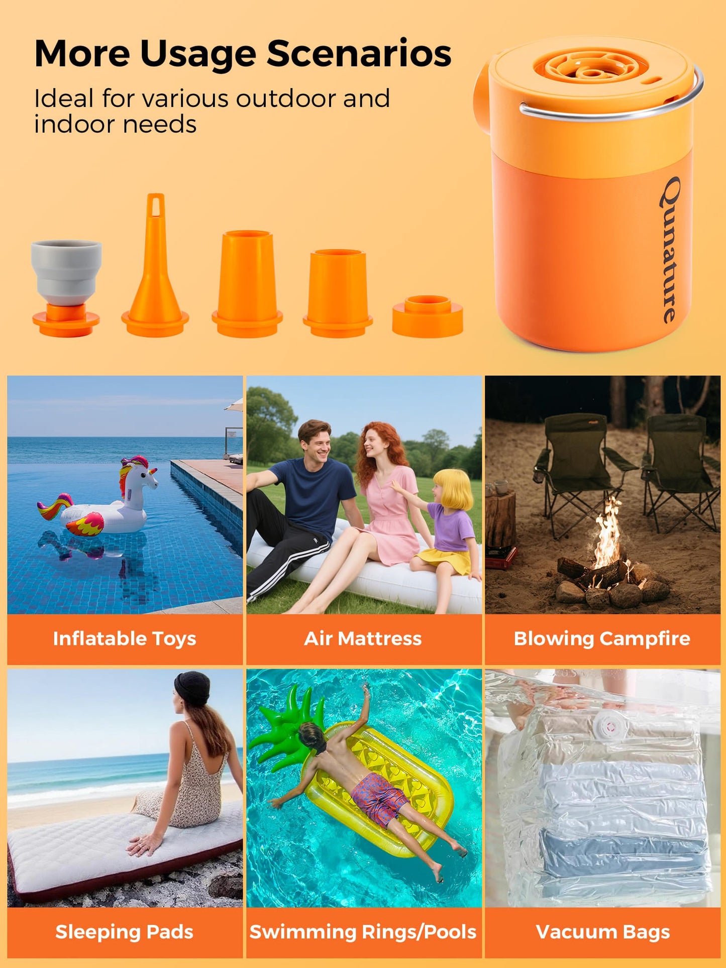 Qunature Mini Electric Air Pump for Camping & Outdoor Gear