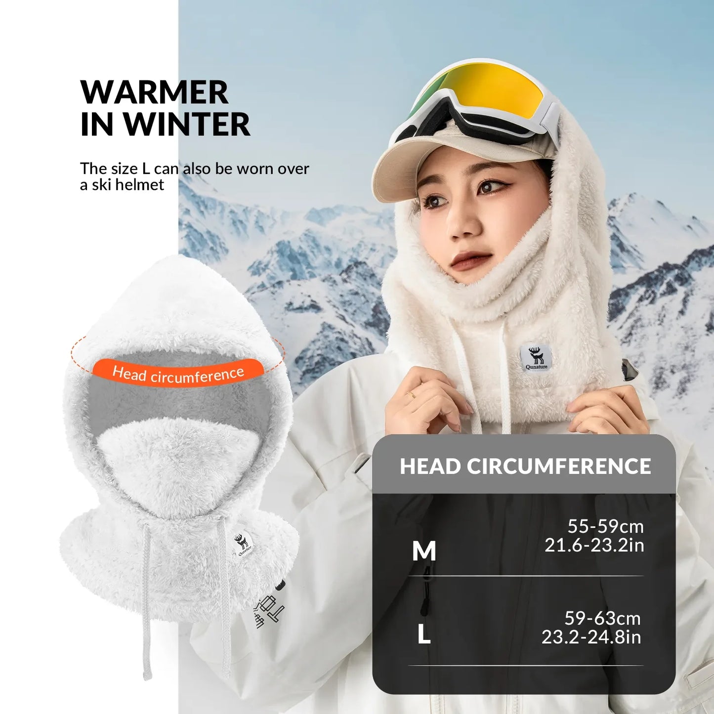 Ski Head Cover with Adjustable Ventilation and Detachable Liner for Winter Sports