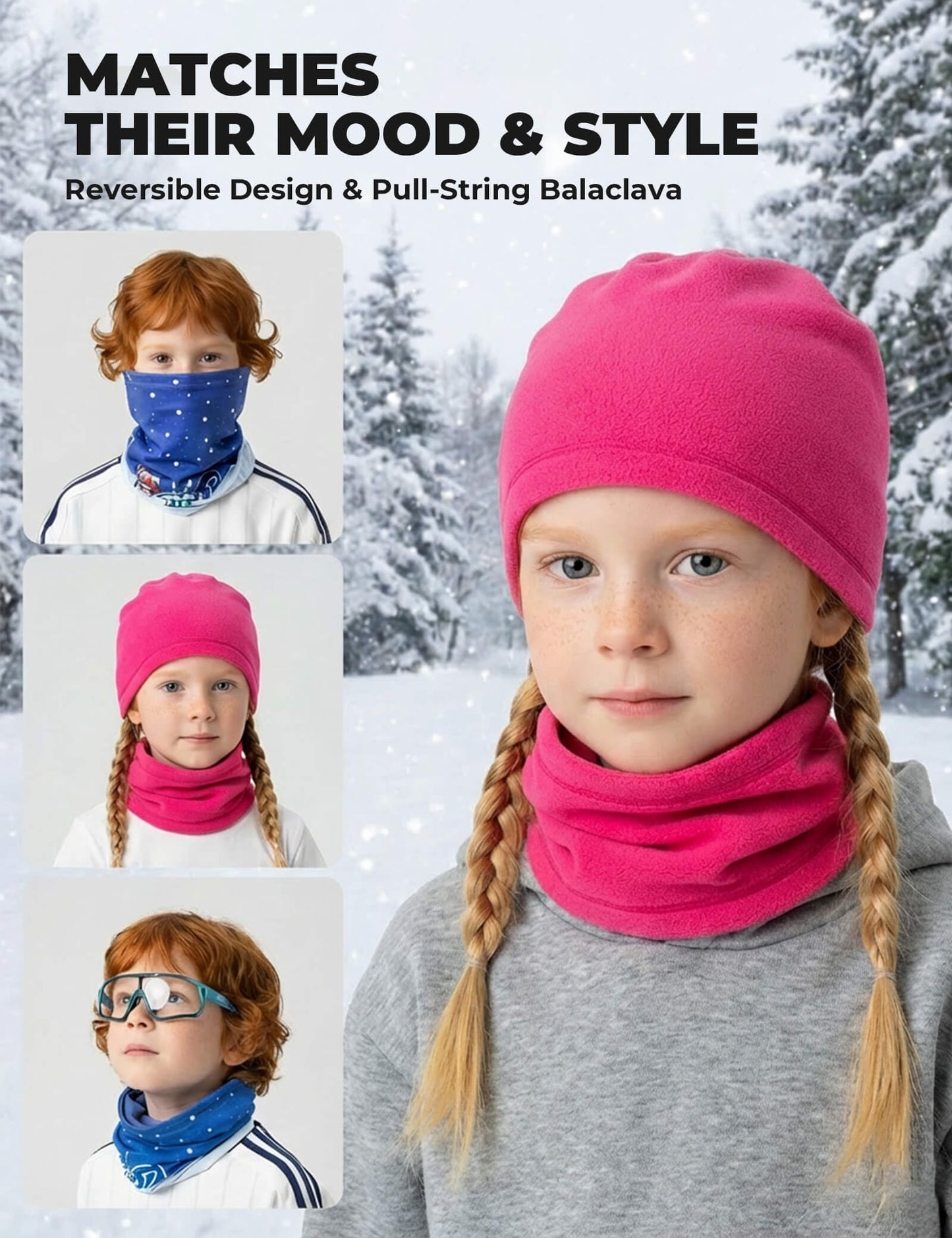 Kids Fleece Warm Face Cover & Neck Gaiter
