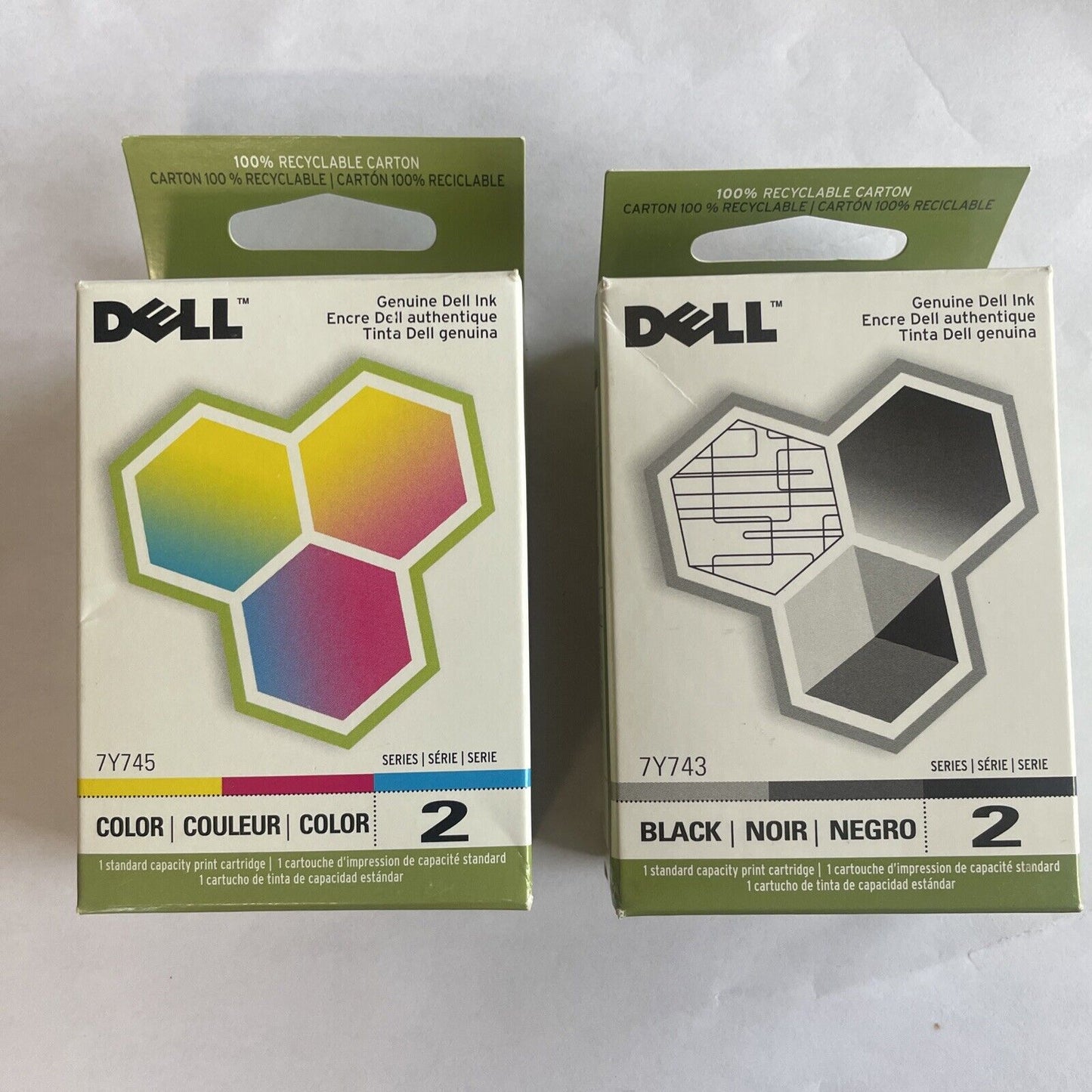New, Pre-Owned - Dell Series 2 7Y743 Black and Color Ink Cartridges