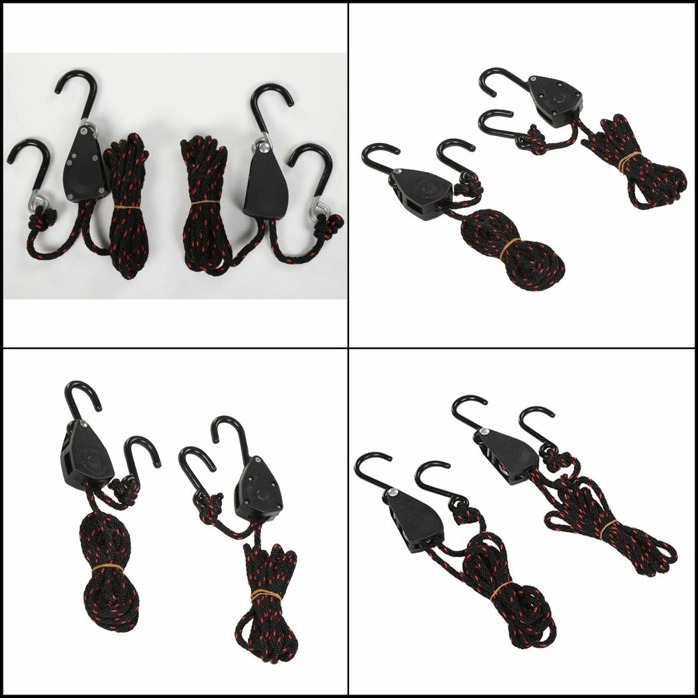 DORSAL Ratchet Canoe and Kayak Bow and Stern Tie Downs 1/4" Heavy Duty Adjustable Rope Hanger Grow Light (2-Pack)