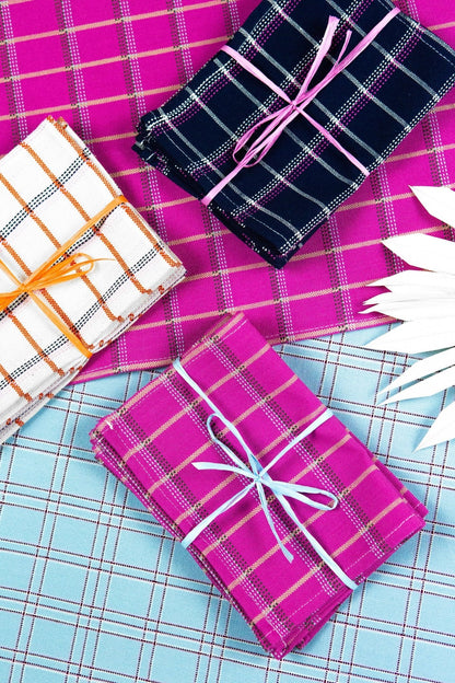 San Lucas Plaid Navy Cocktail Napkins, Set of 4