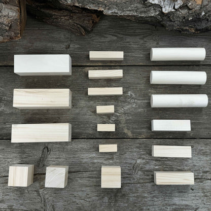 Set of 18 Assorted Linden Wood Carving Blanks