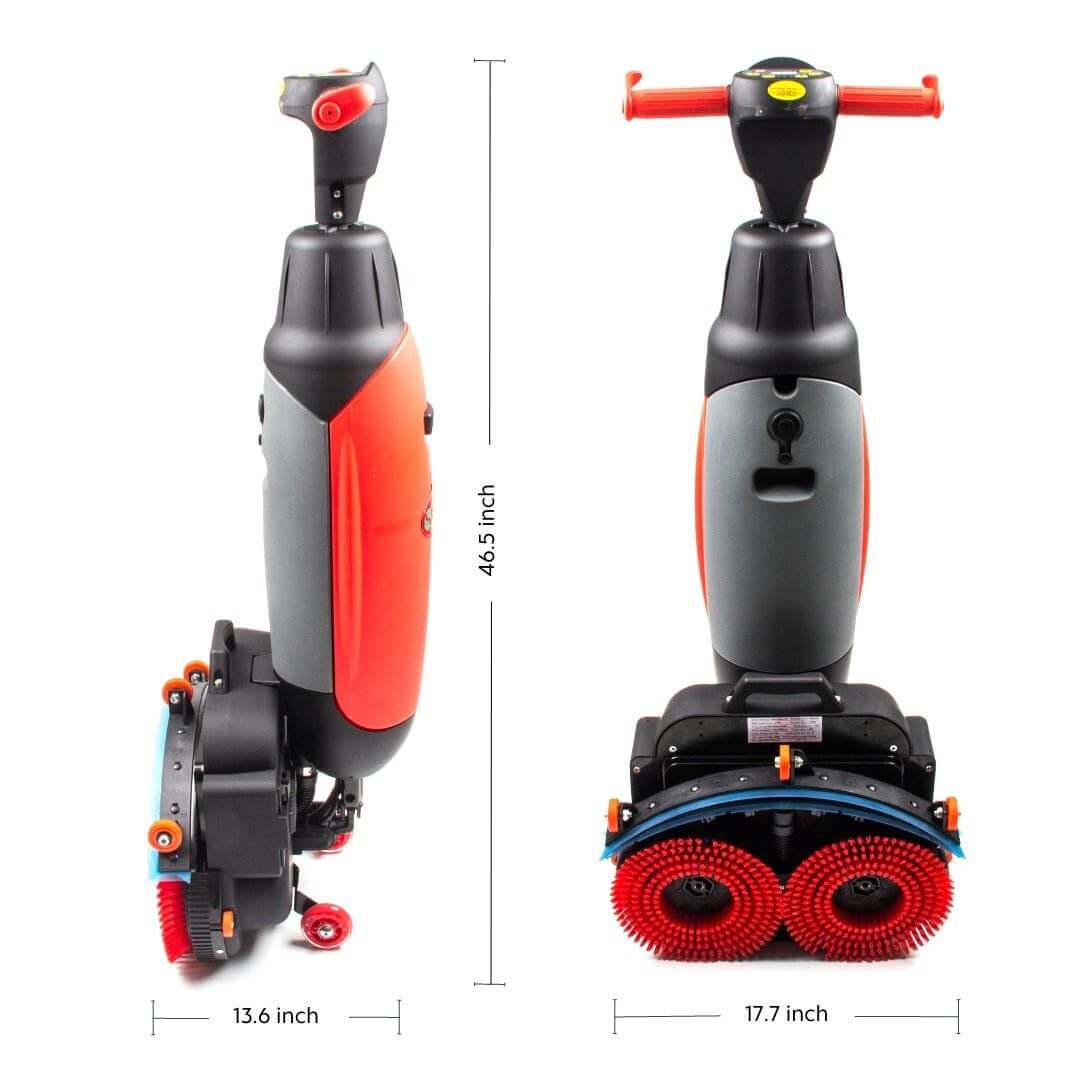 SM430 17" Walk-behind Automatic Floor Scrubber Machine, 360 Degree Rotating Head, 10000 sqft/h, Cordless Rechargeable Lithium Battery