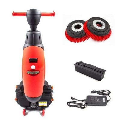 SM430 17" Walk-behind Automatic Floor Scrubber Machine, 360 Degree Rotating Head, 10000 sqft/h, Cordless Rechargeable Lithium Battery