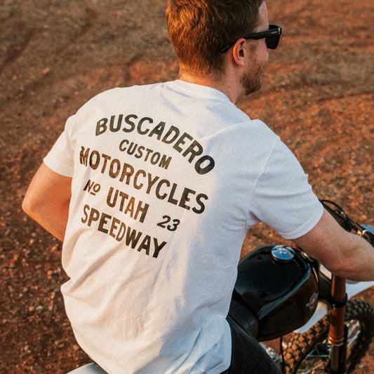 'Speedway' White Lightweight Soft Tee
