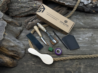 Spoon Carving Kit – Whittling Kit for Beginners with Sharpened Tools & Practice Wood
