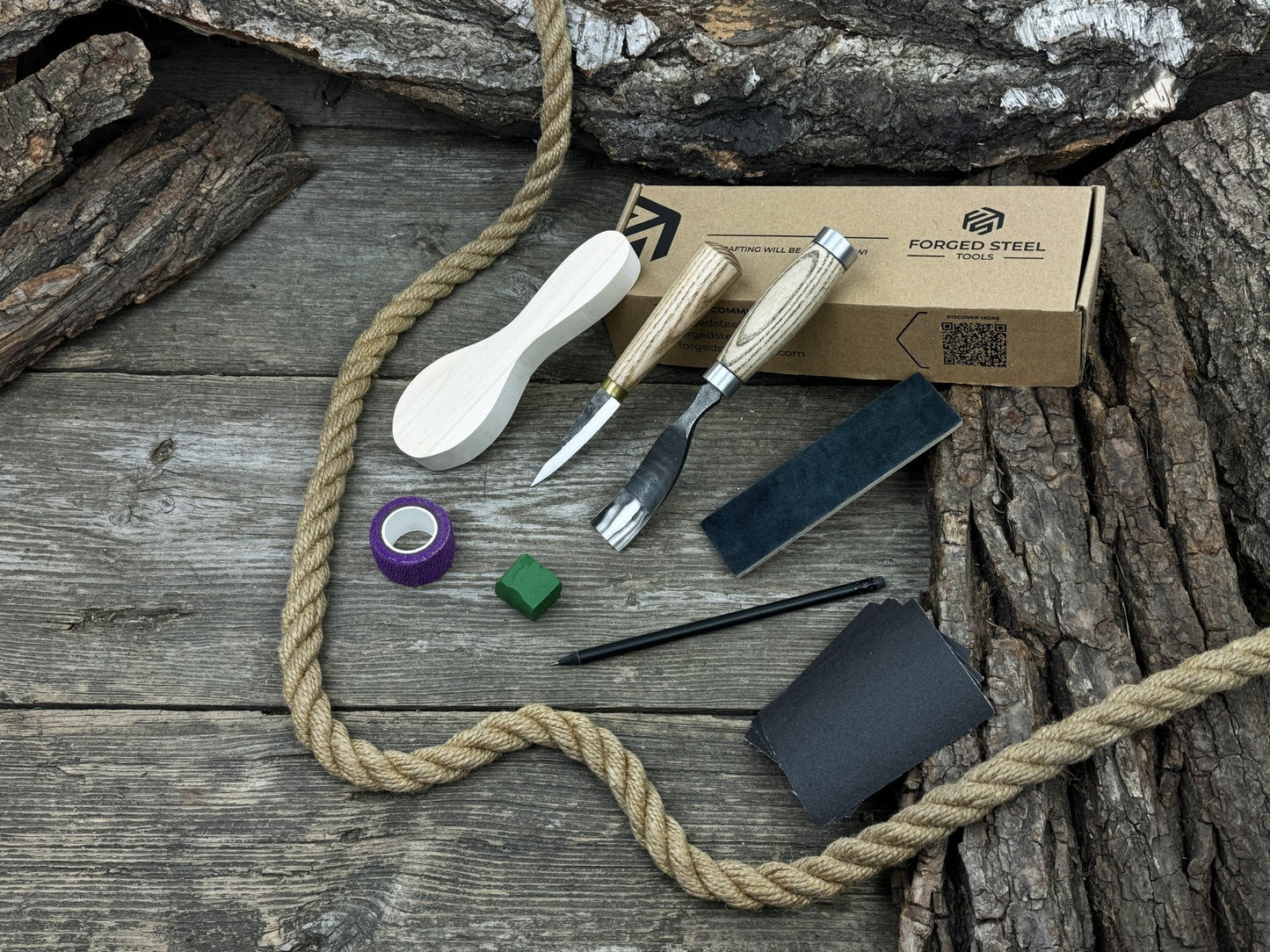Spoon Carving Kit – Whittling Kit for Beginners with Sharpened Tools & Practice Wood