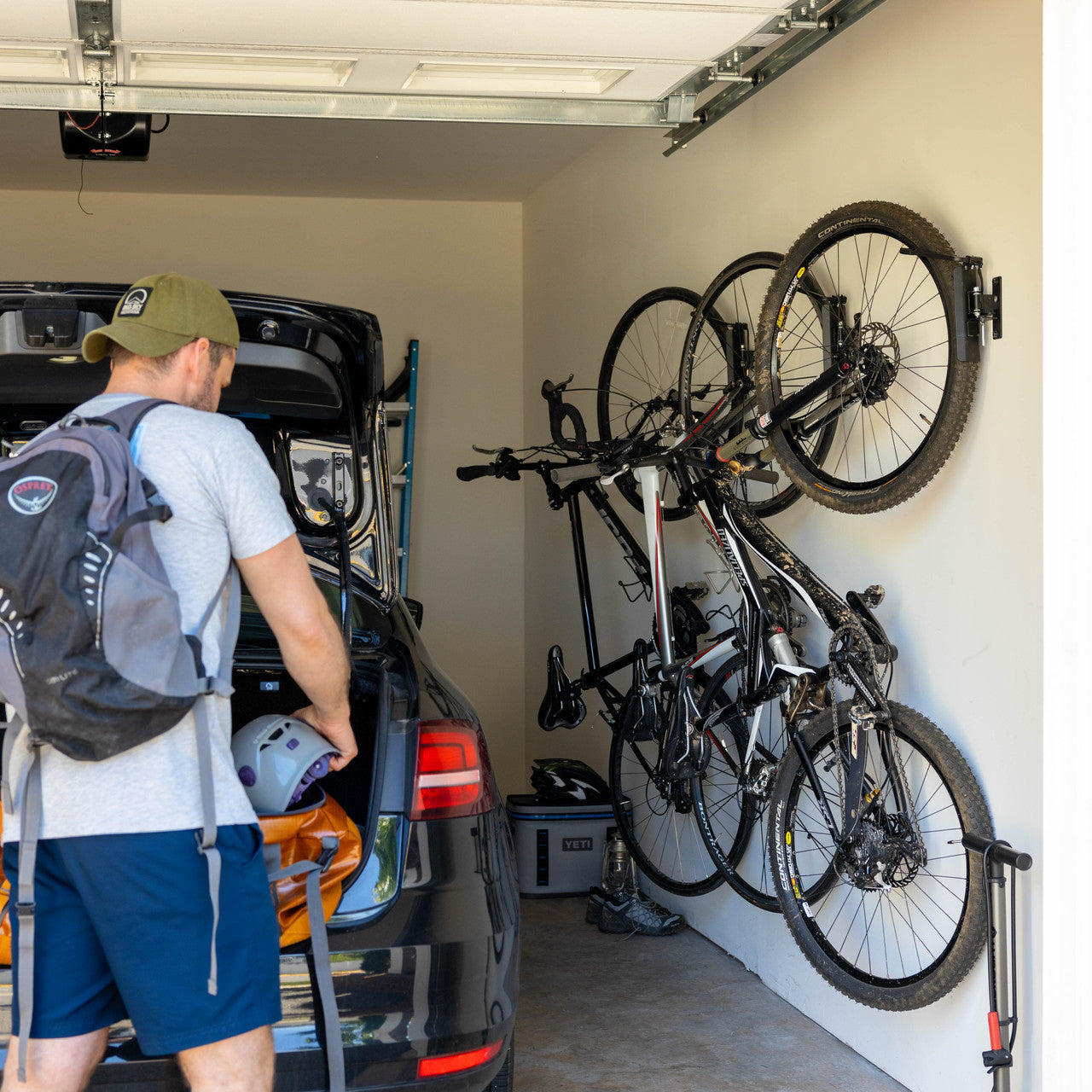 Swivel Mount Bike Storage Rack | 2 Bike Garage Wall Hooks | Deep Water