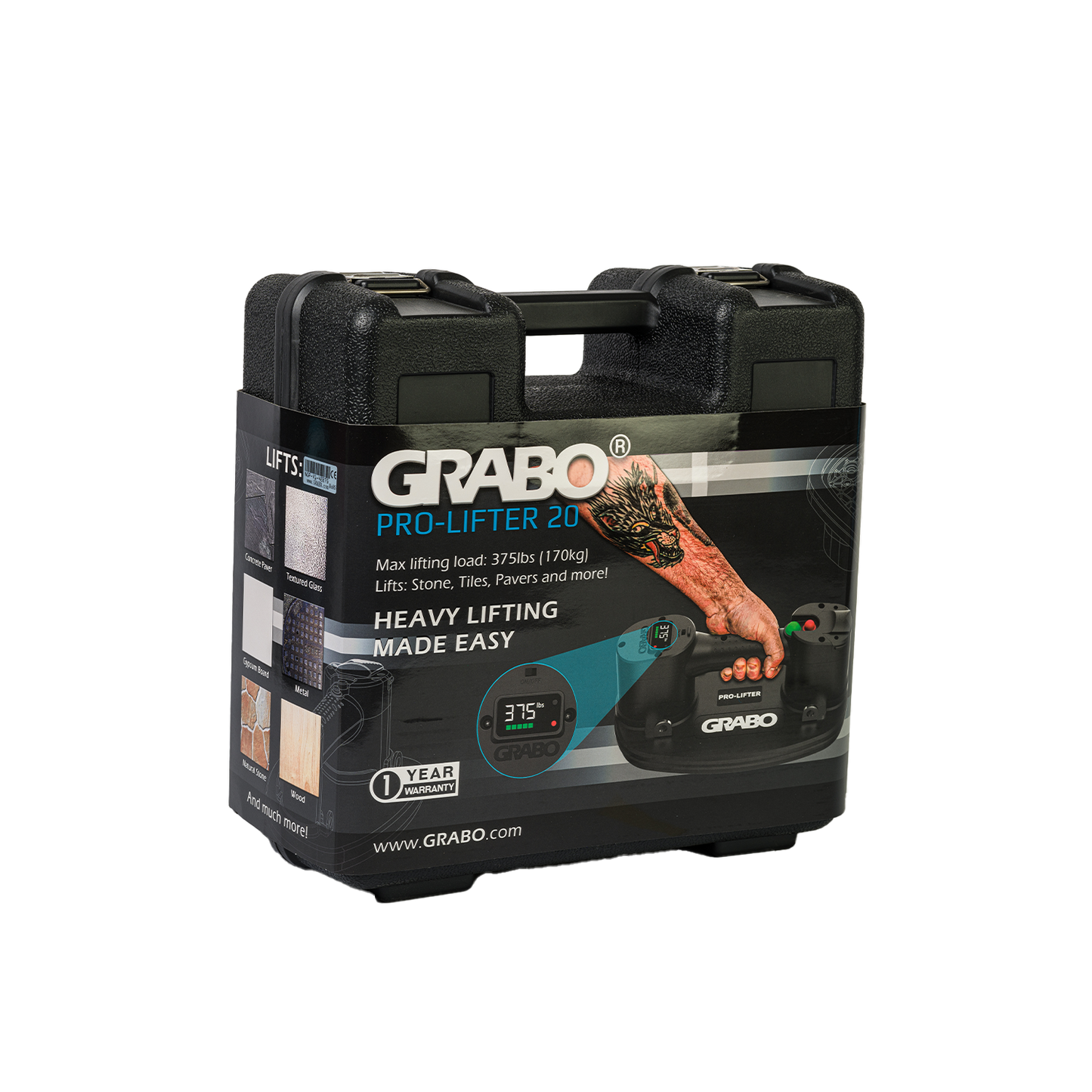 GRABO Pro Cordless Suction Gripster 375 lb Kit with Hardshell Case