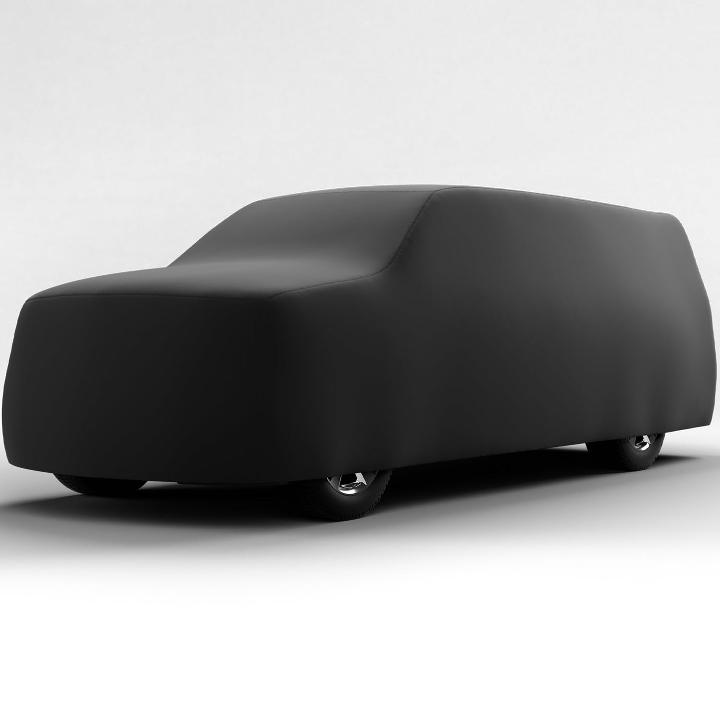Black Satin BL - Black Car Cover for Chevrolet Silverado 1500 2022 Crew Cab Pickup 5.8 Feet Bed with Camper Shell