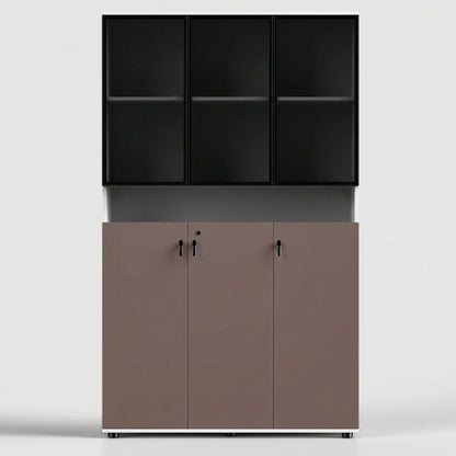 Thurby · Office Cabinet w/ Glass Panel Display Shelves