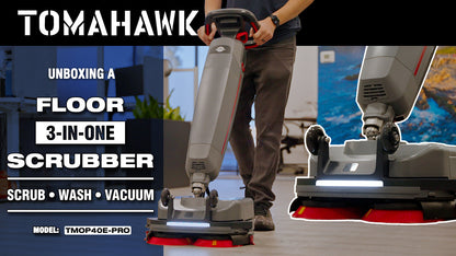 Tomahawk Electric Floor Scrubber Cleaner with 16” Power Mop Brushes Cordless Battery Powered