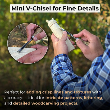 V-Parting Chisel 60 Degree with Palm Handle, 8 mm (0.31 inches)