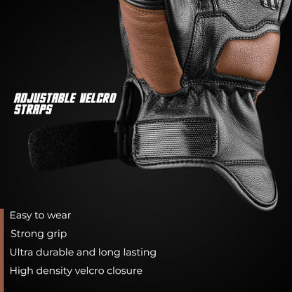 Helios Leather Motorcycle Gloves with Knuckle Protection