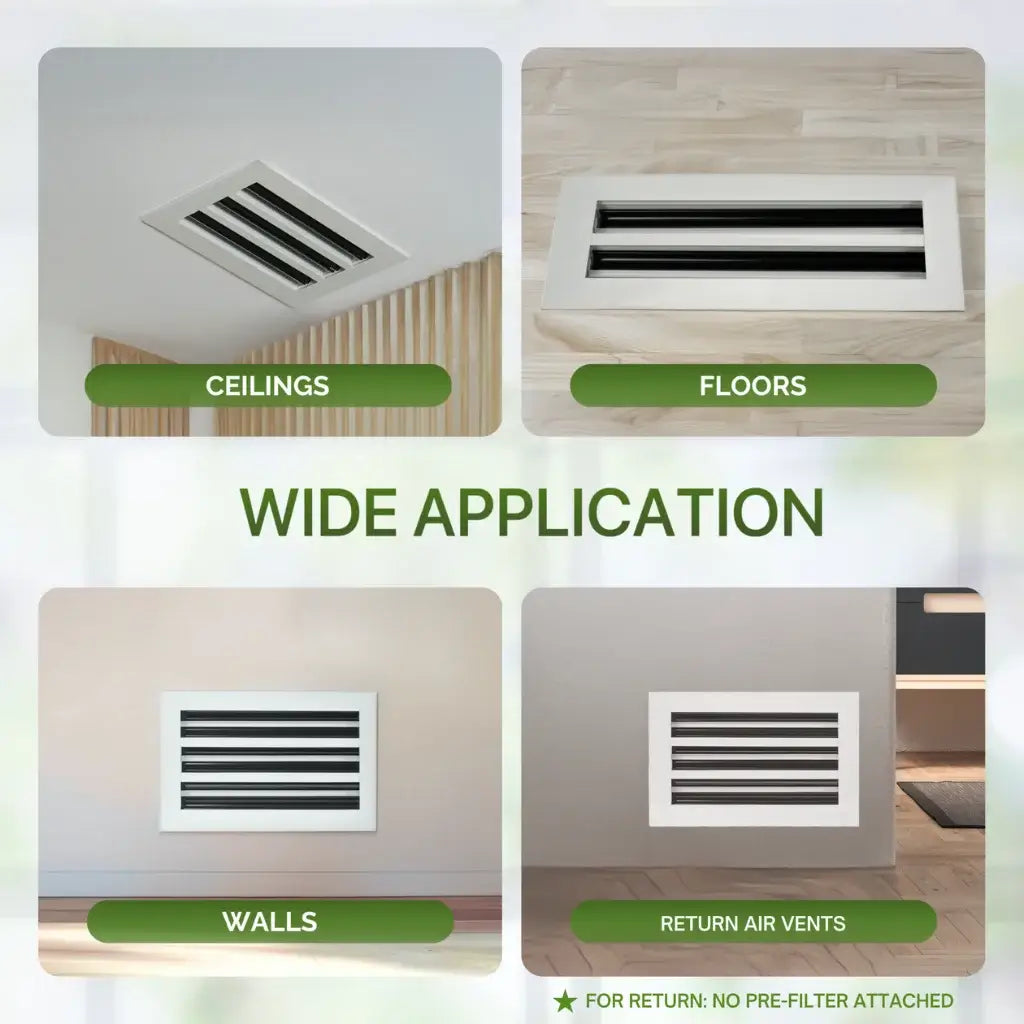 Aluminum White Linear Slot Diffuser 8x4 (Duct Opening)- Modern Air Vent Cover
