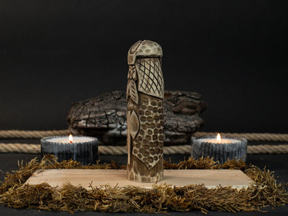 Vidar Figurine – 14 cm (5.7 inches) Hand-Carved Wooden Statue of the Norse God of Vengeance