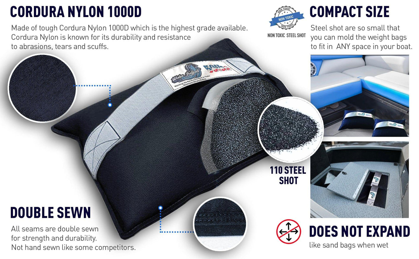 10 50LB Steel Shot Ballast Bags (Bundle & Save)