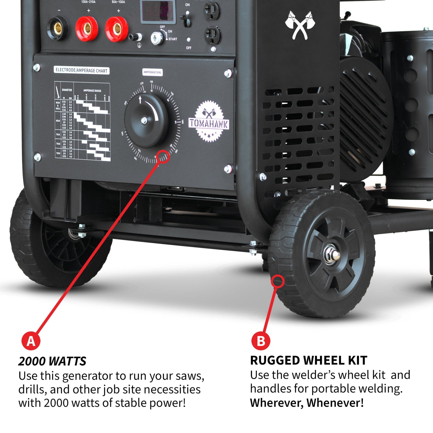 PRE ORDER: 210 Amp Engine Driven Welder Generator 2000 Watt 15 HP Gas Powered