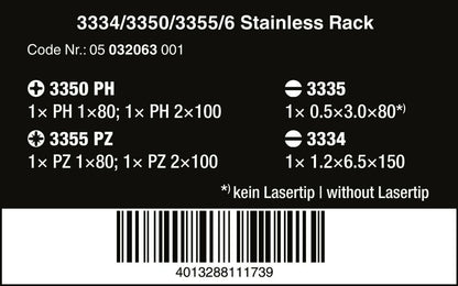 Wera 3334/3350/3355/6 Stainless Steel Screwdriver Set 6 Piece 05032063001