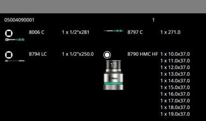 Wera 8006 SC 1 Zyklop Hybrid Ratchet Set 1/2" Drive Metric 05004090001