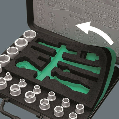 Wera 8100 SA/SC 2 Zyklop Socket Wrench Set 1/4" 1/2" Drive Metric 05160785001