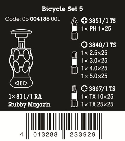 Wera Bicycle Set 5 Ratcheting Screwdriver Set 7 Pieces 05004186001