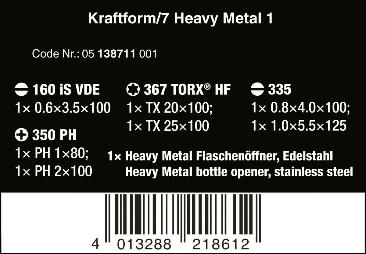 Wera Kraftform/7 Heavy Metal 1 Screwdriver Set 7 Piece 05138711001