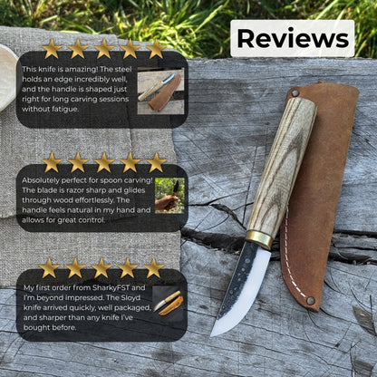 Whittling Sloyd Knife with Leather Sheath, 7.5 cm (2.95 inches) Blade